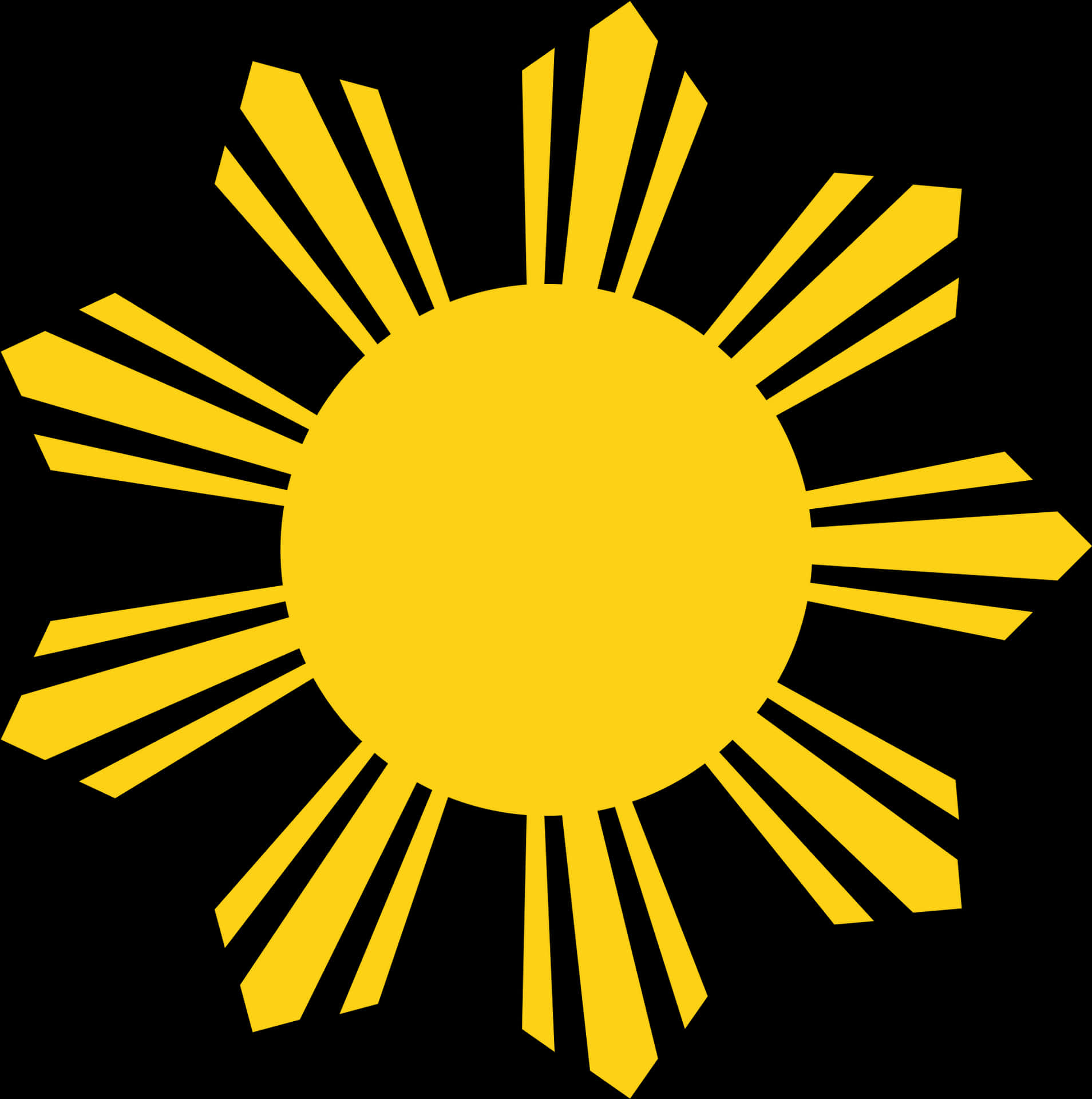 Stylized Yellow Sun Graphic PNG Image