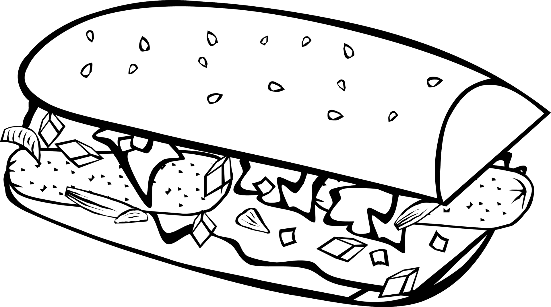 Sub Sandwich Line Art PNG Image