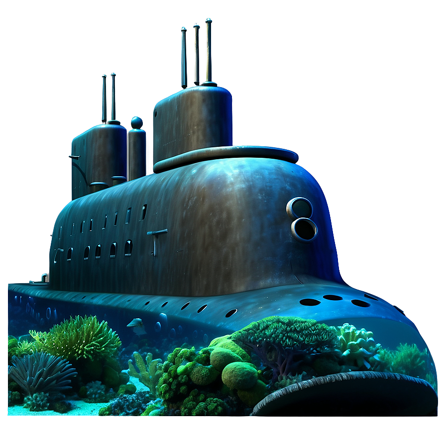 Submarine In Coral Reef Png Wqc1 PNG Image