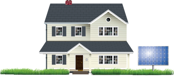 Suburban House With Solar Panel PNG Image