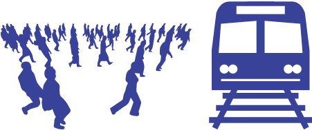 Subway Trainand Passengers Silhouette PNG Image