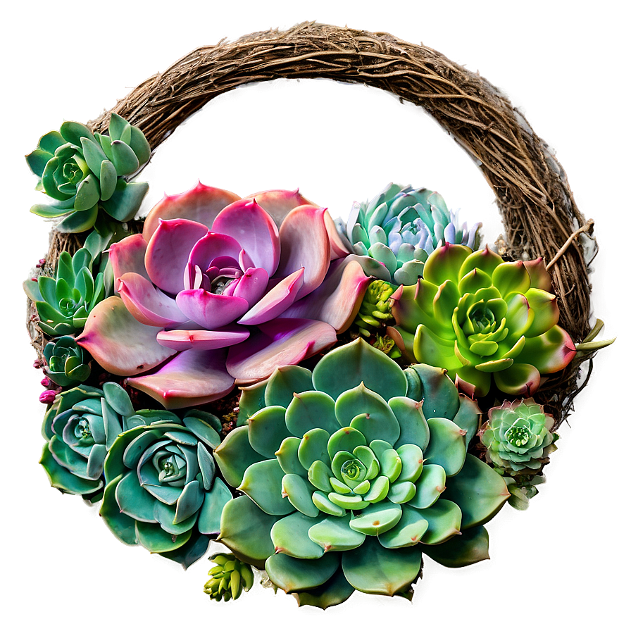 Succulent Garden Wreath Png Xrc27 PNG Image