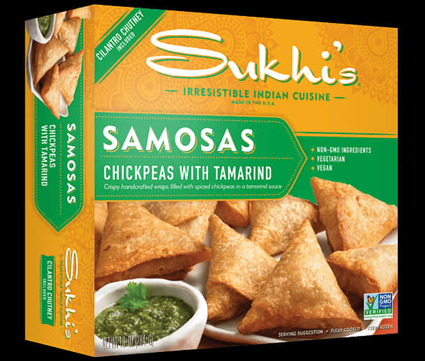 Sukhis Chickpeas Tamarind Samosas Packaging PNG Image