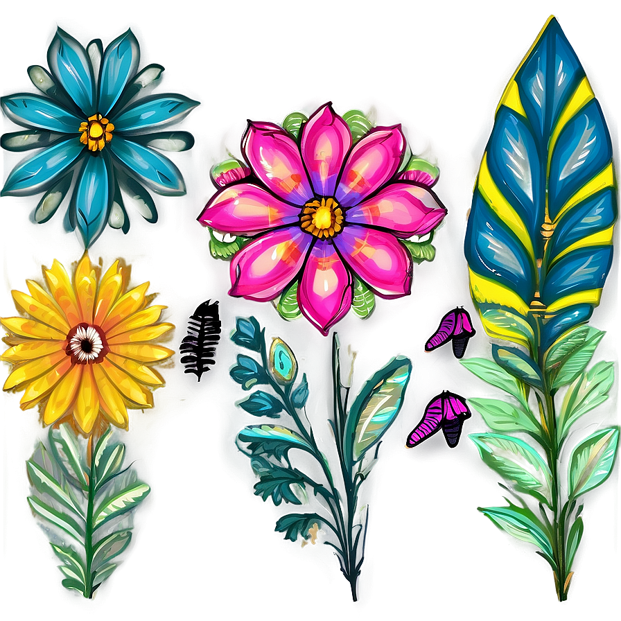 Summer Boho Flowers Png 92 PNG Image