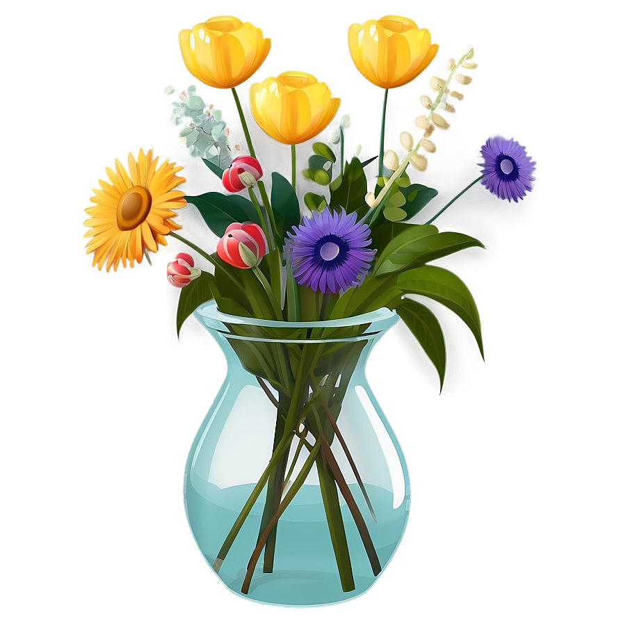 Summer Flowers Vase Png Nog75 PNG Image