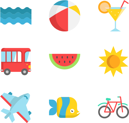 Summer Icons Collection PNG Image