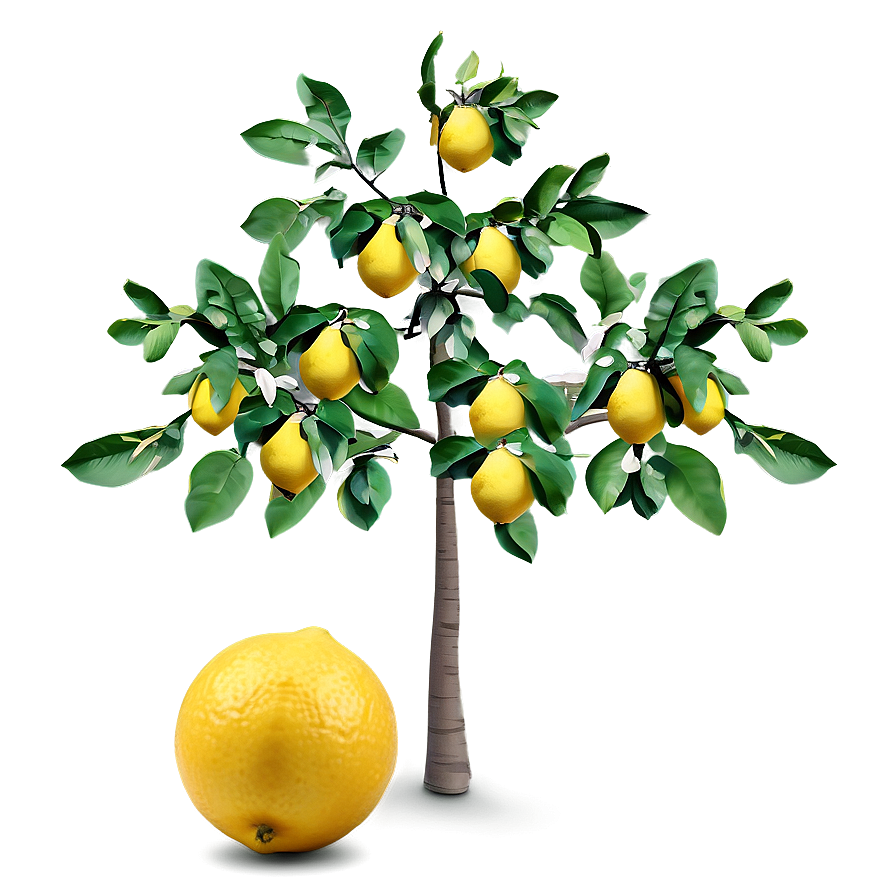 Summer Lemon Tree Scene Png Tva PNG Image