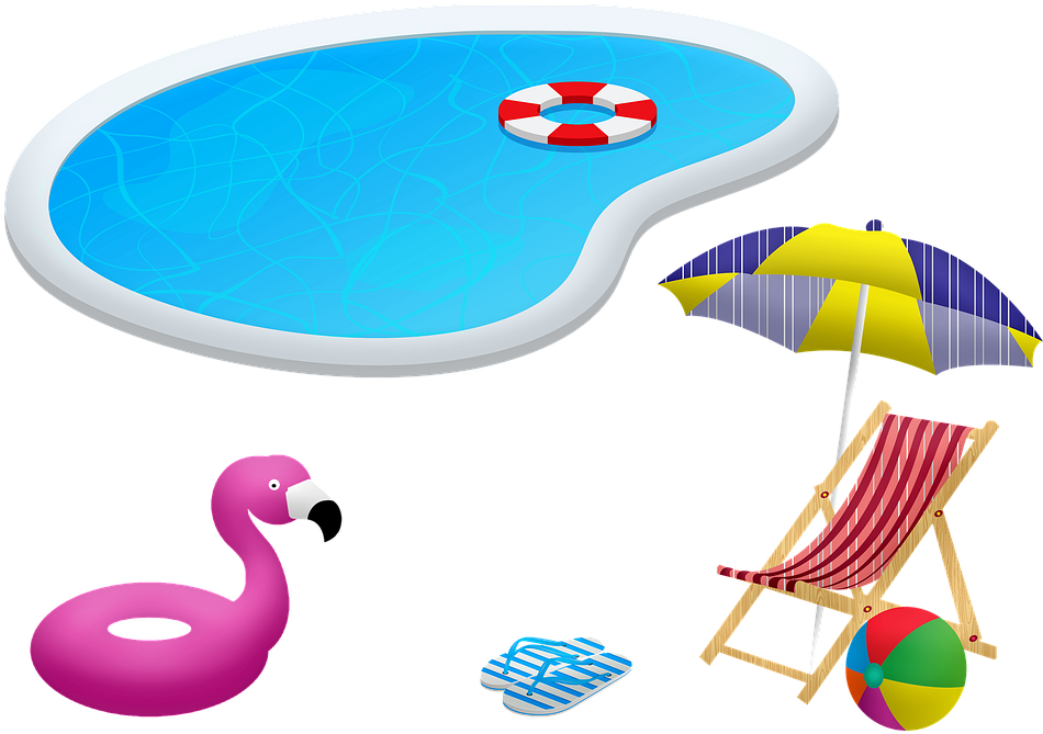 Summer Poolside Relaxation Scene PNG Image