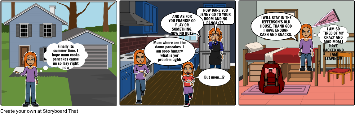 Summer Time Teen Chores Comic Strip PNG Image