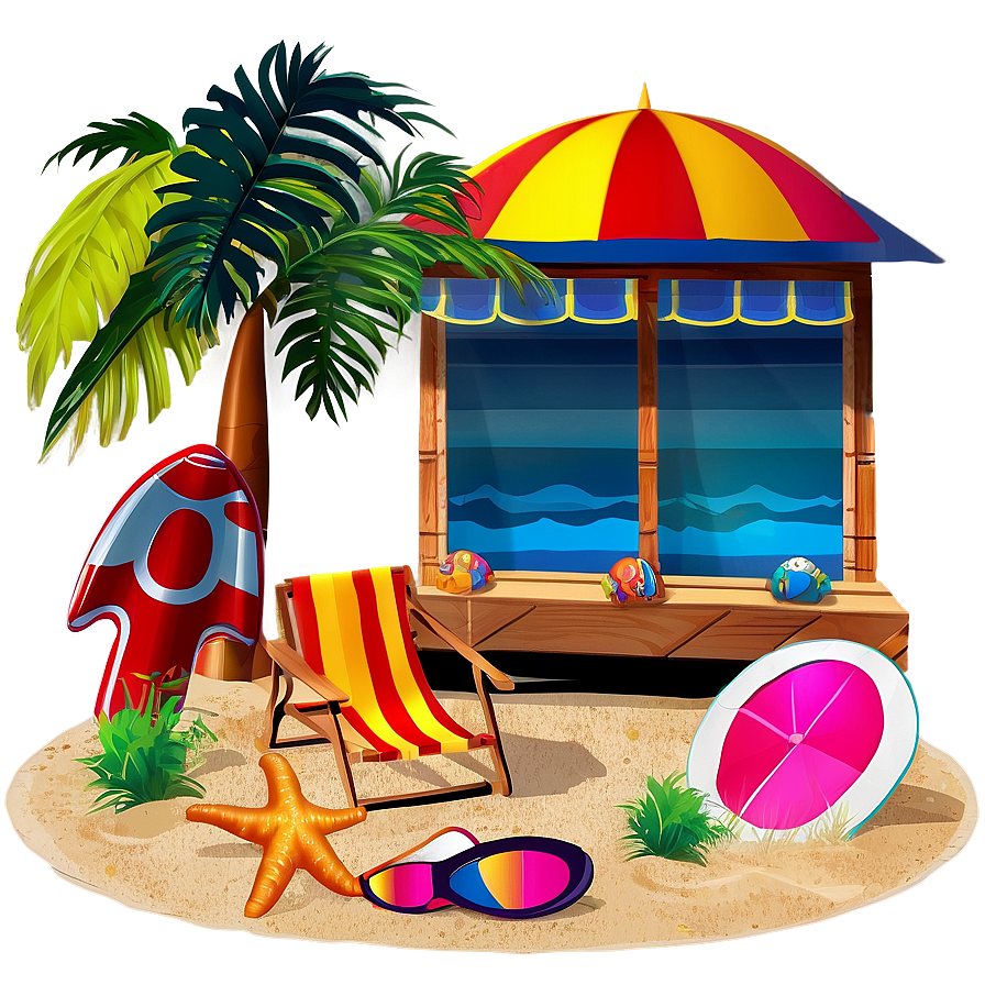 Summer Vibes Beach Scene Png 5 PNG Image