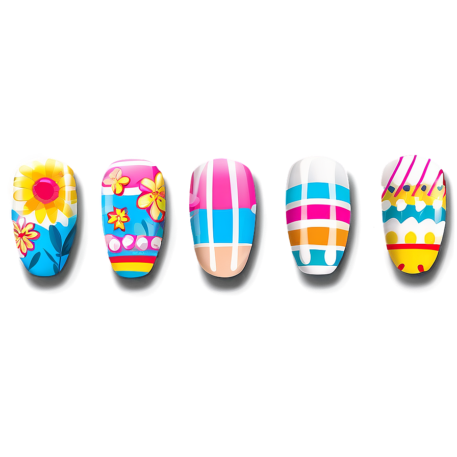 Summer Vibes Fake Nails Png Msh40 PNG Image