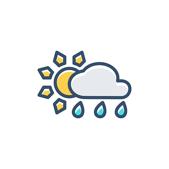 Sun Behind Cloud Rain Weather Icon PNG Image