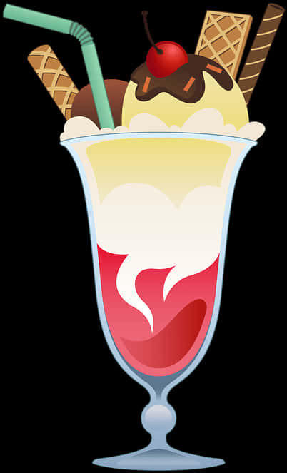 Sundae Ice Cream Clipart PNG Image