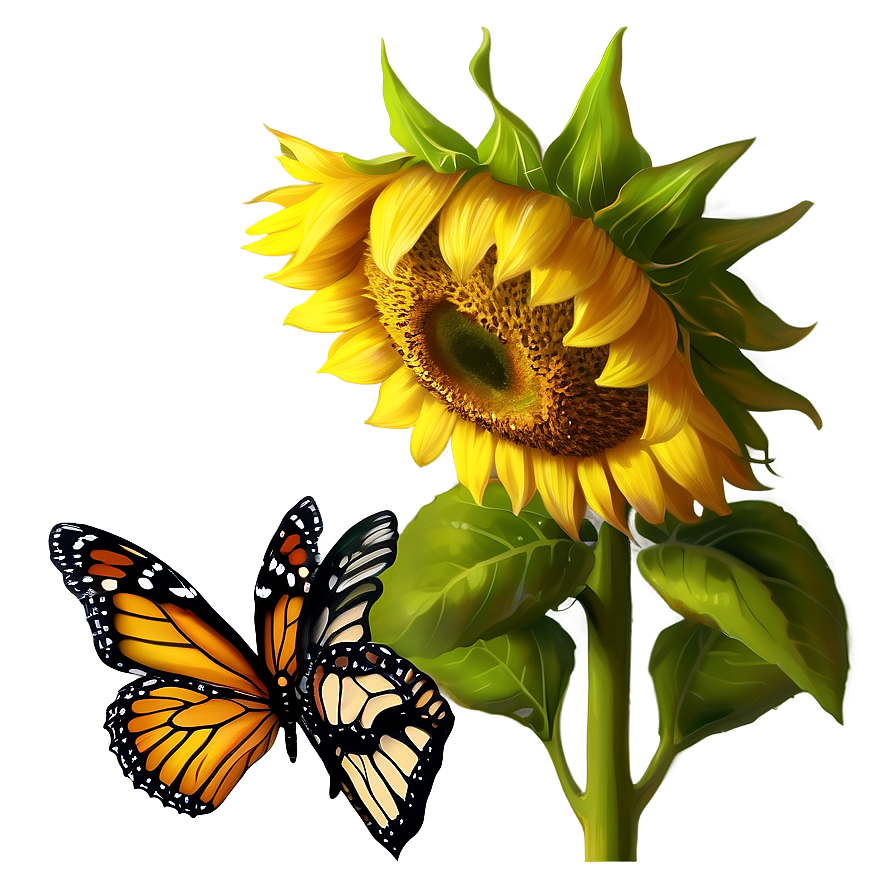 Sunflower And Butterfly Png 05032024 PNG Image