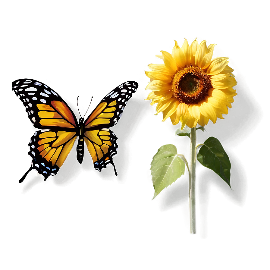 Sunflower And Butterfly Png 05252024 PNG Image