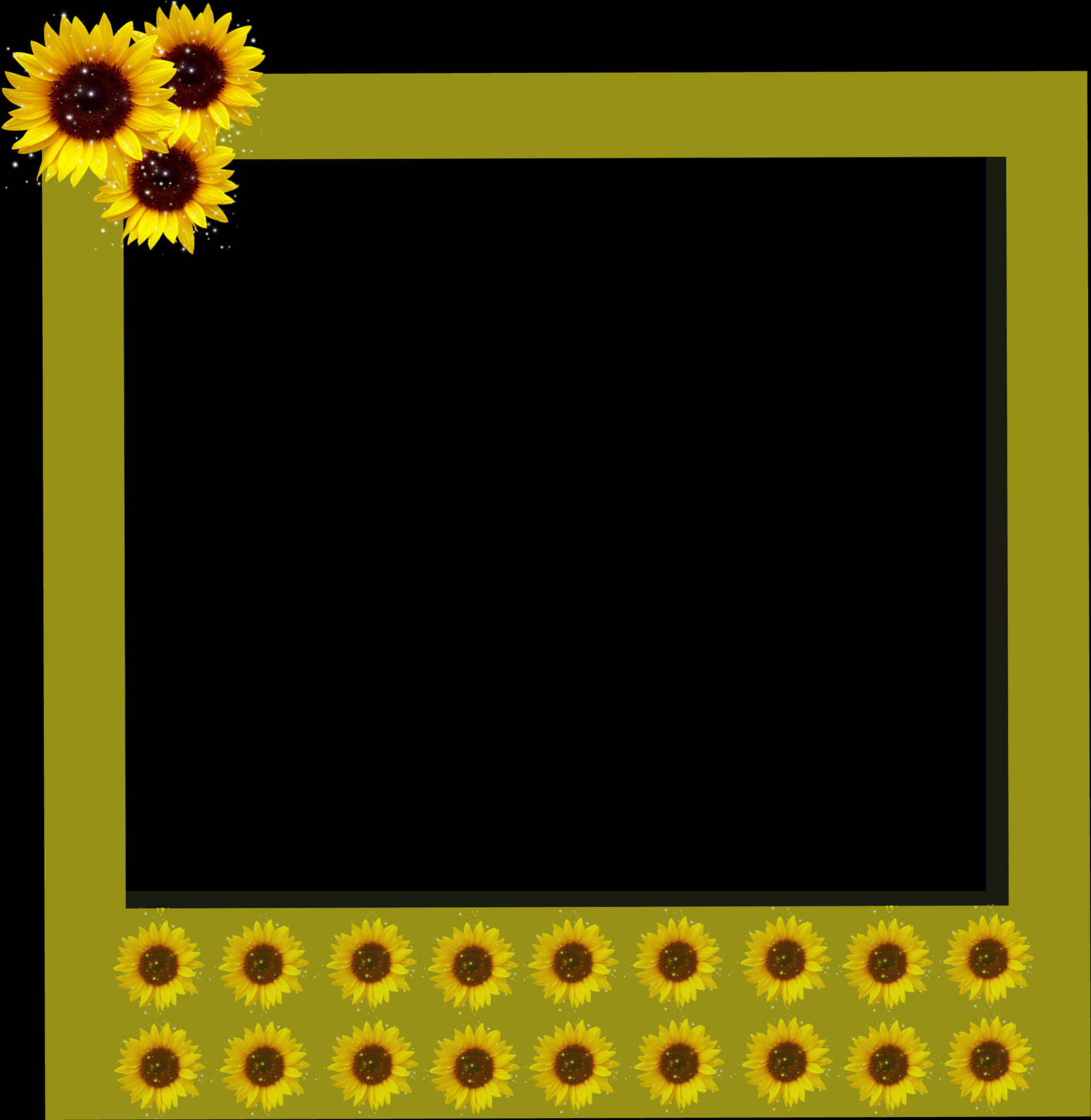 Sunflower Embellished Polaroid Frame PNG Image