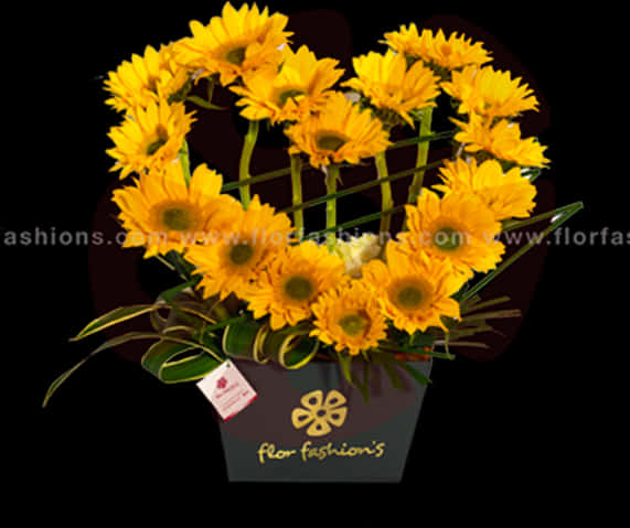 Sunflower Heart Arrangement Floral Design PNG Image