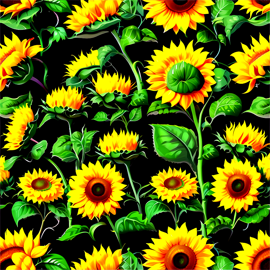 Sunflower Pattern Seamless Png 90 PNG Image