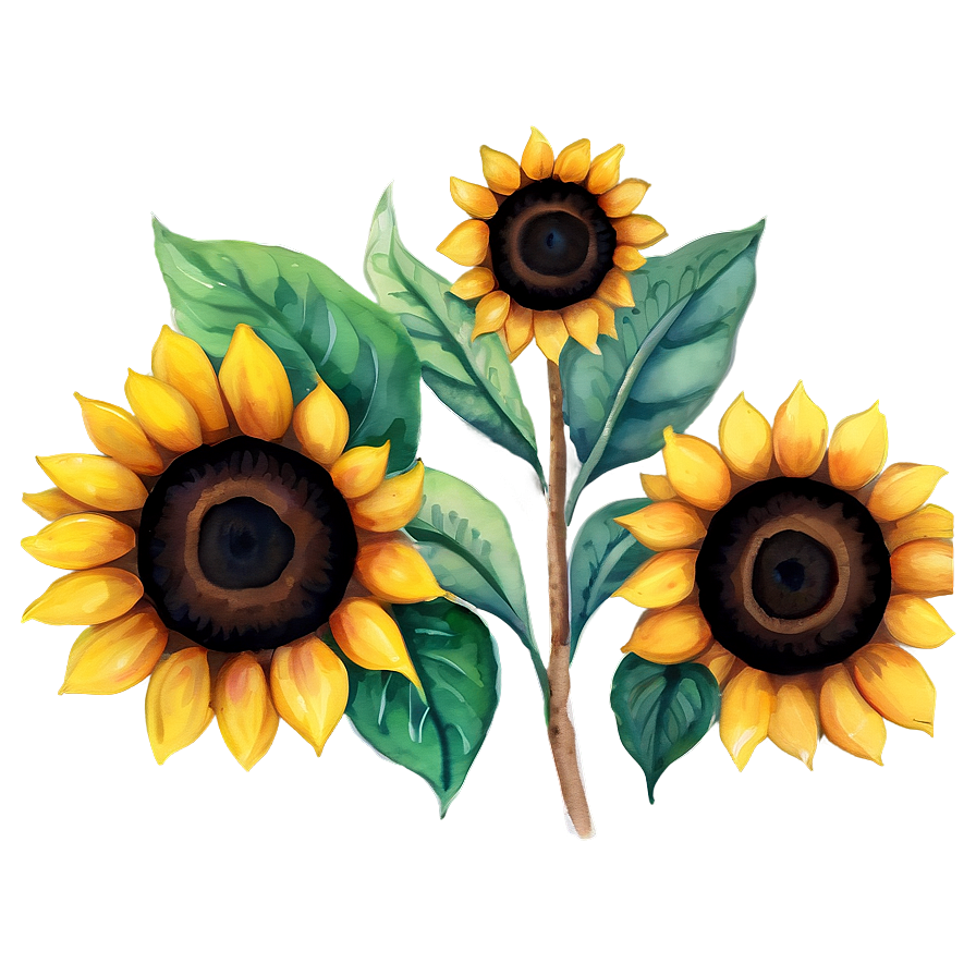 Sunflower Watercolor Diy Craft Png Ten PNG Image