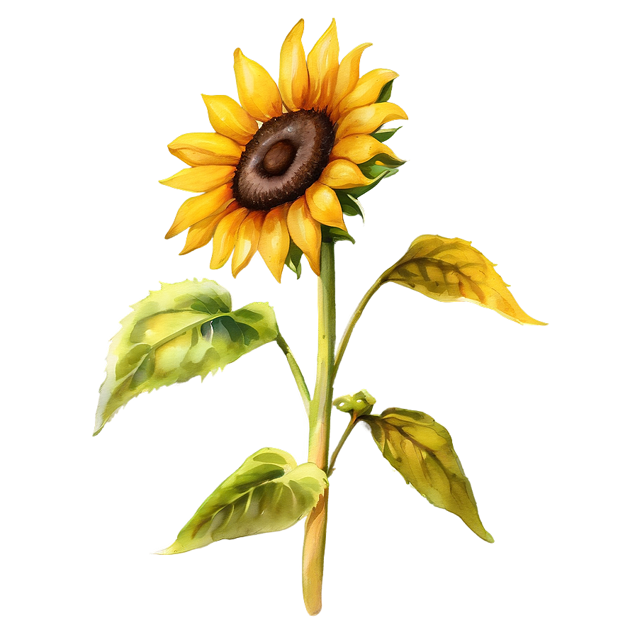 Sunflower Watercolor Garden Scene Png 06272024 PNG Image