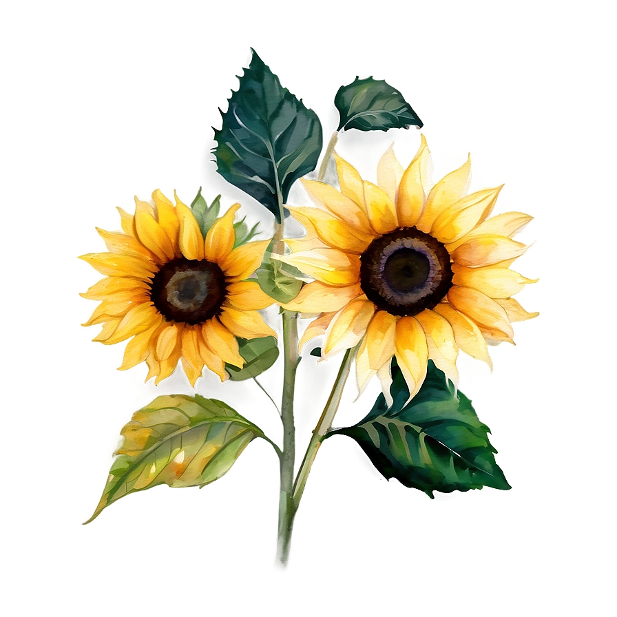 Sunflower Watercolor Presentation Slide Png Grl51 PNG Image