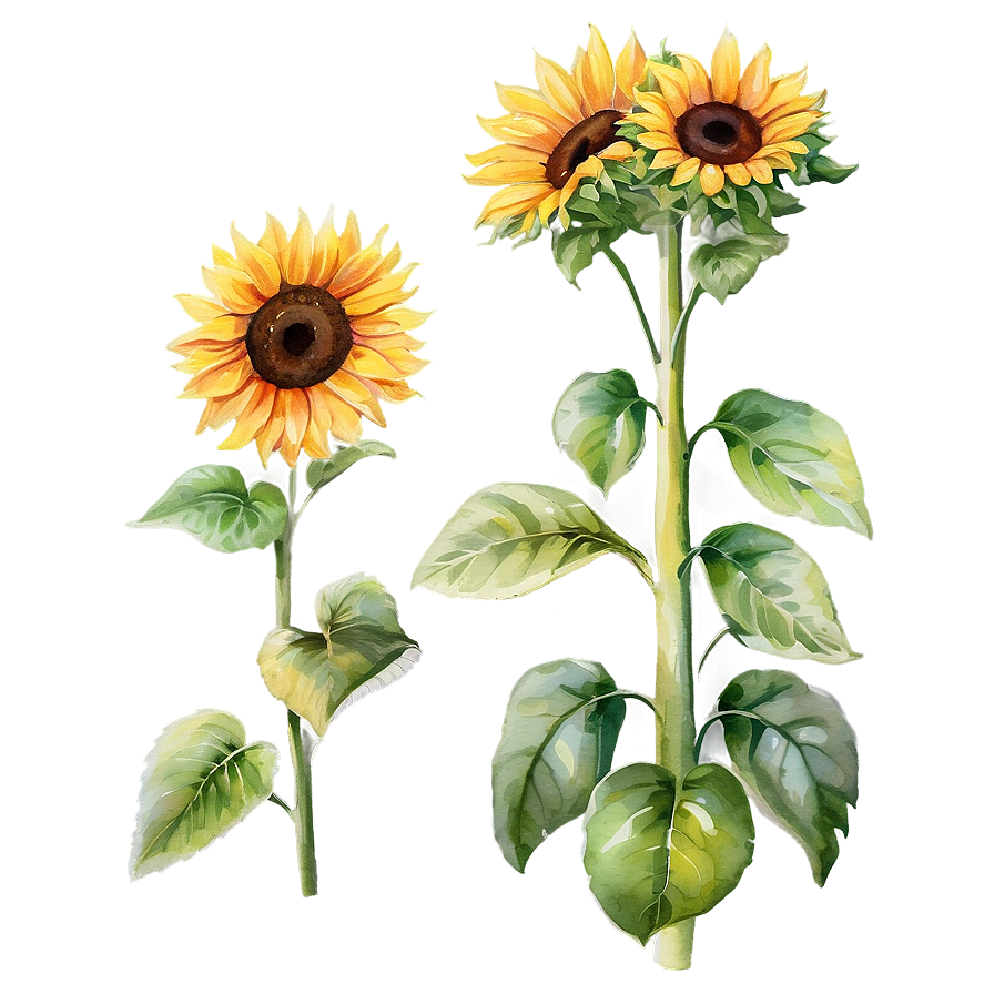 Sunflower Watercolor Summer Theme Png Xjy PNG Image