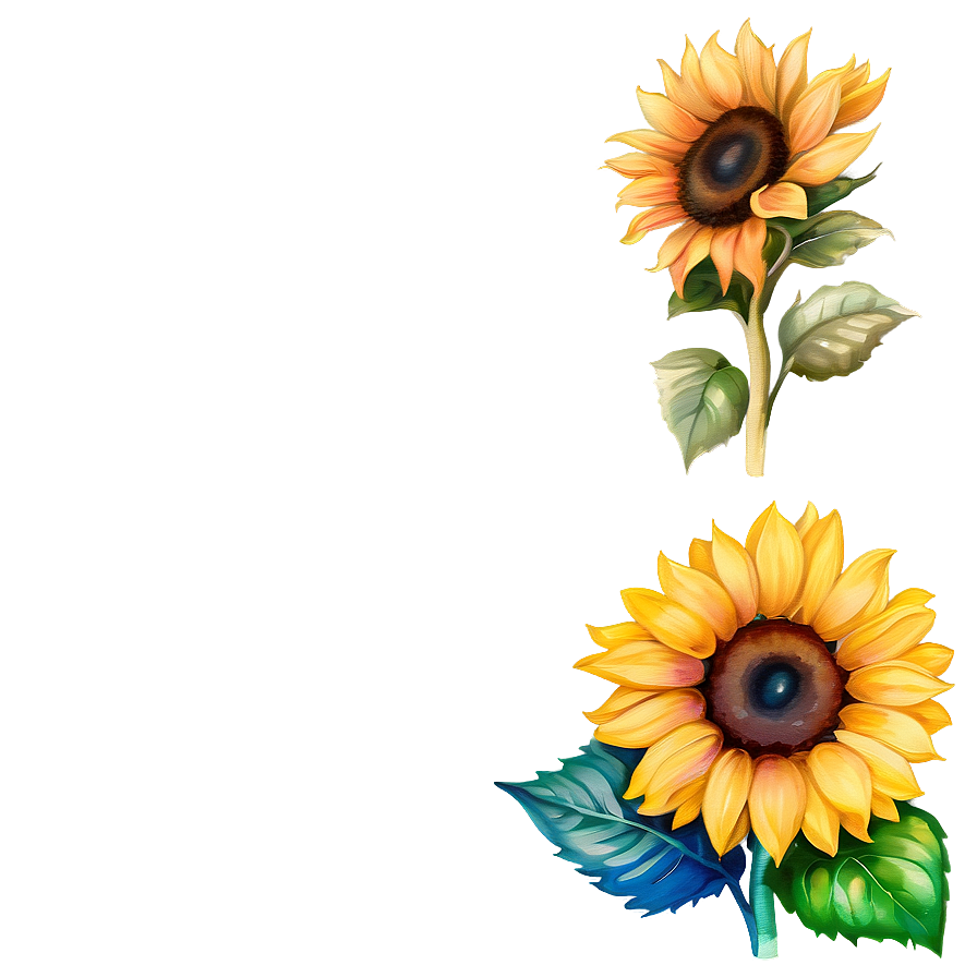 Sunflower Watercolor Tattoo Design Png 65 PNG Image