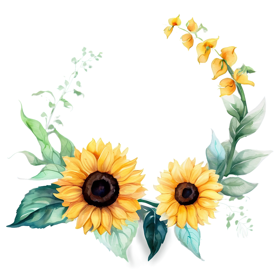 Sunflower Watercolor Wedding Invitation Png Fpn PNG Image