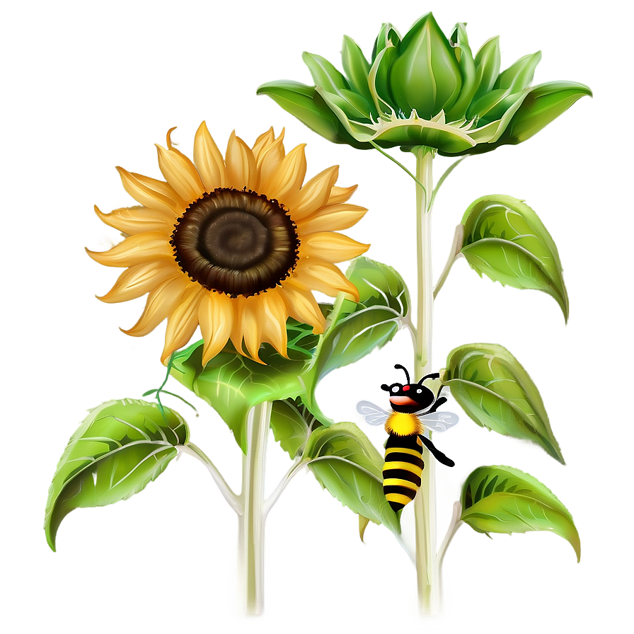 Sunflower With Bee Hive Png 05252024 PNG Image