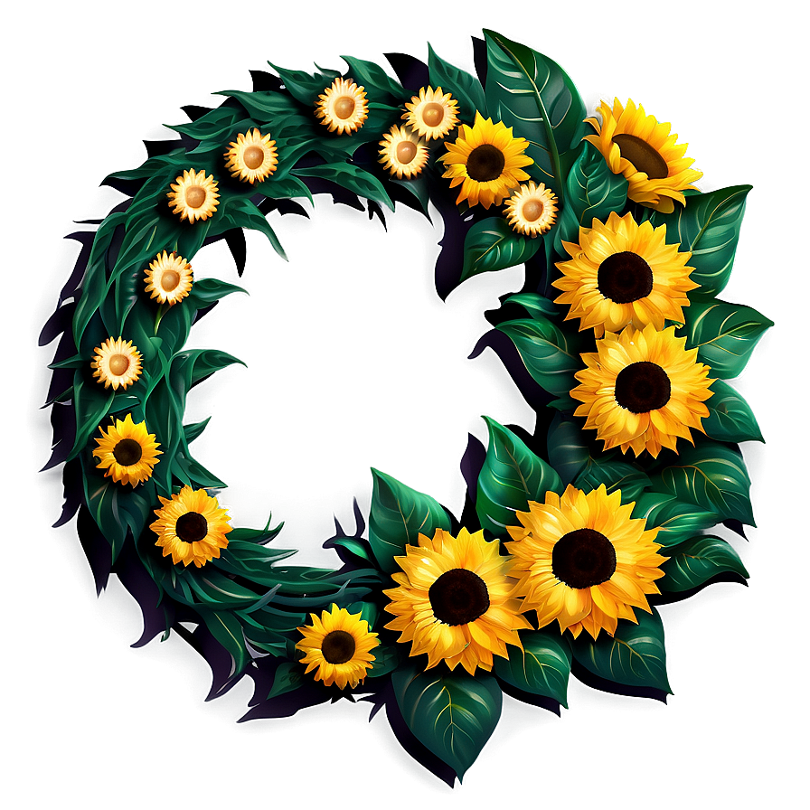 Sunflower Wreath Decoration Png Asl68 PNG Image