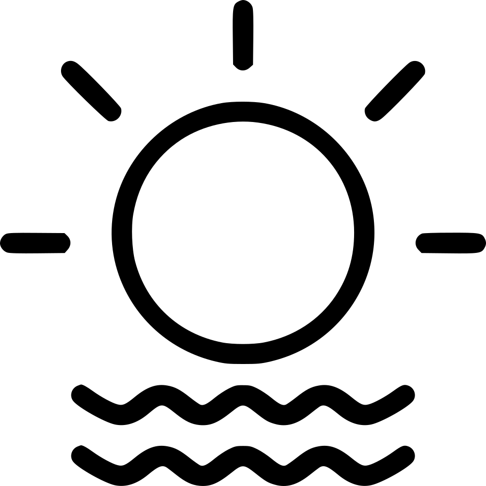 Sunlight Icon Over Waves PNG Image