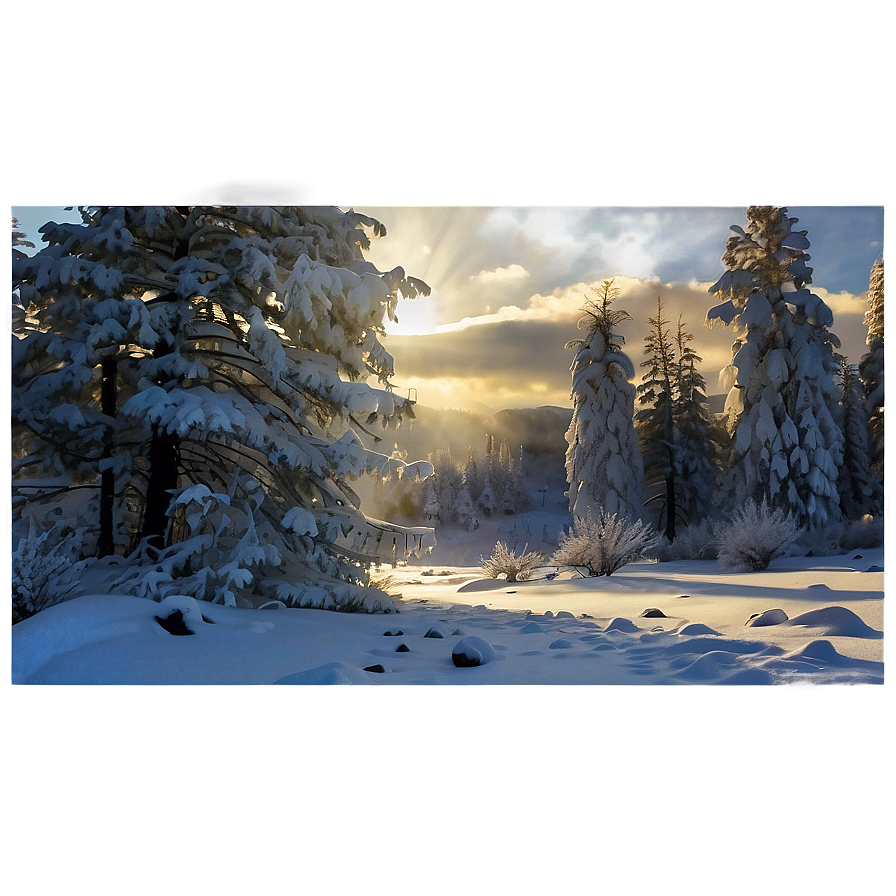 Sunny Winter Landscape Png 06202024 PNG Image