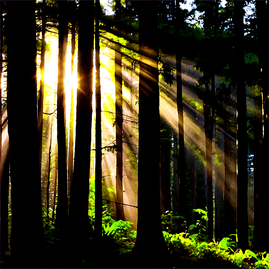 Sunrays In A Dark Forest Png Grv PNG Image