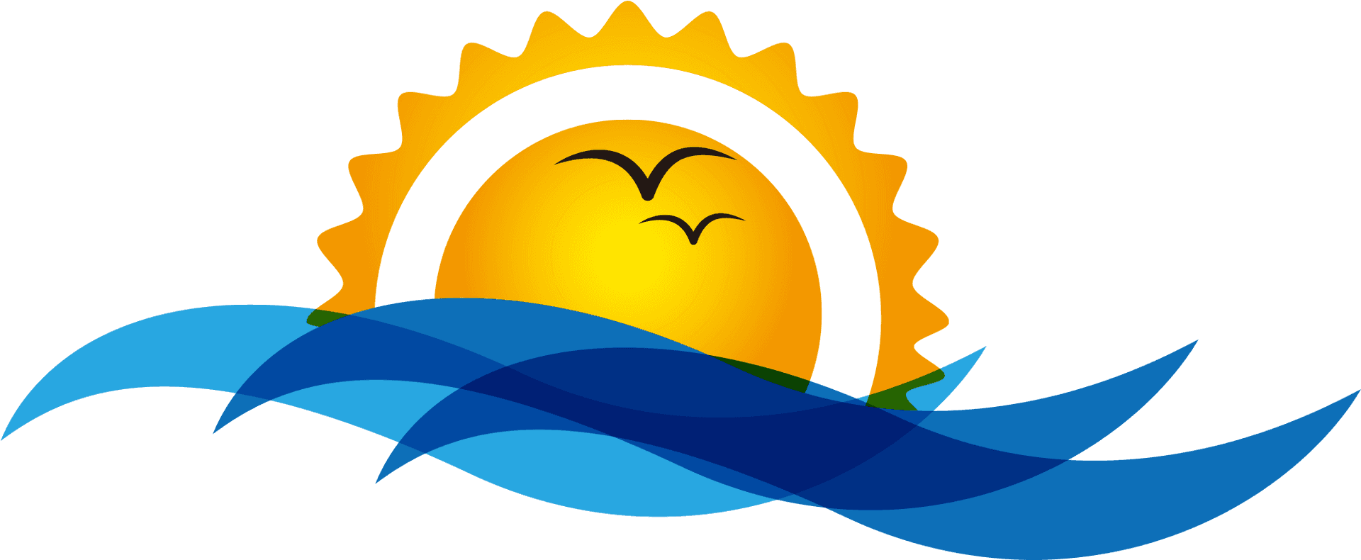 Sunrise Seascape Travel Logo PNG Image