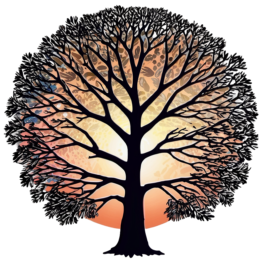 Sunrise Tree Outline Png 58 PNG Image