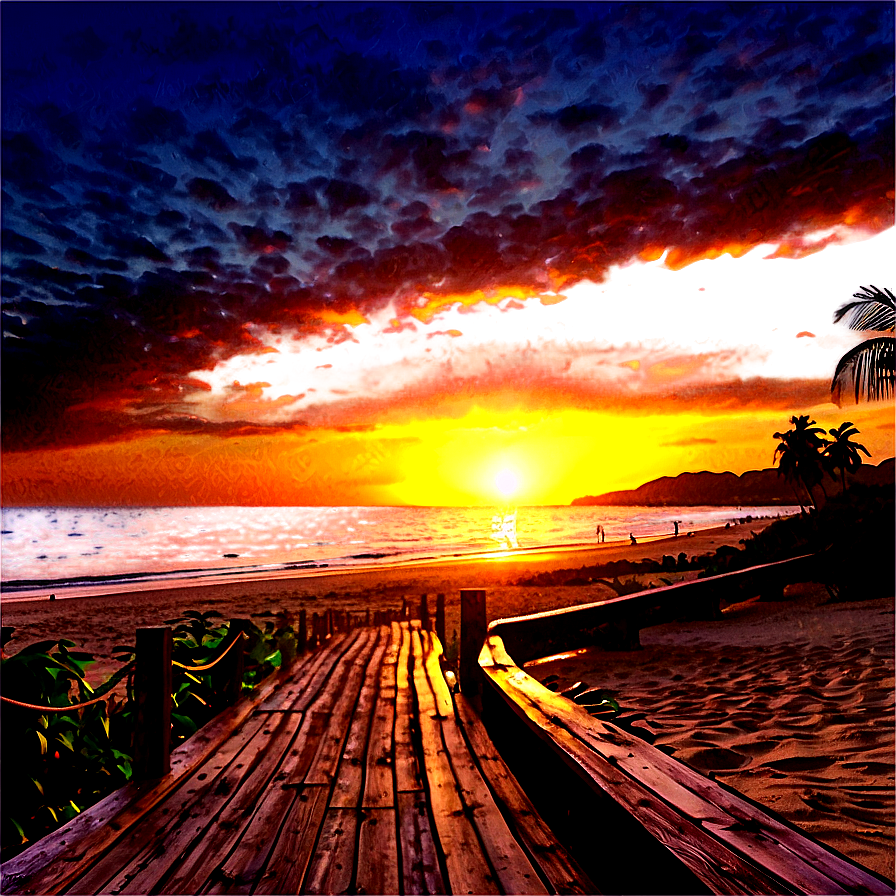 Sunset Beach Walkway Png Yxu57 PNG Image