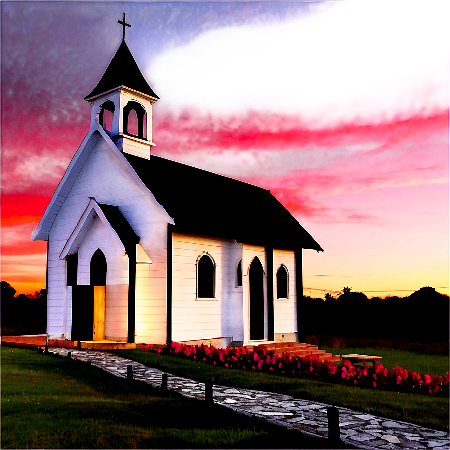 Sunset Behind Church Silhouette Png 05212024 PNG Image