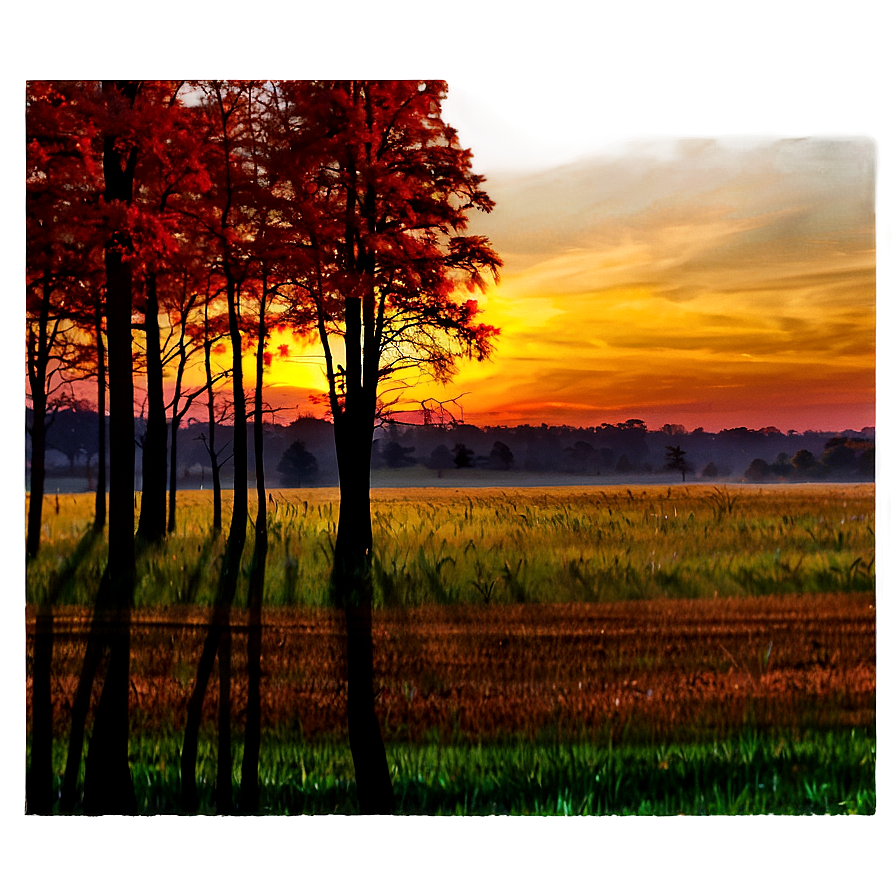 Sunset Behind Fall Trees Png Vdc69 PNG Image