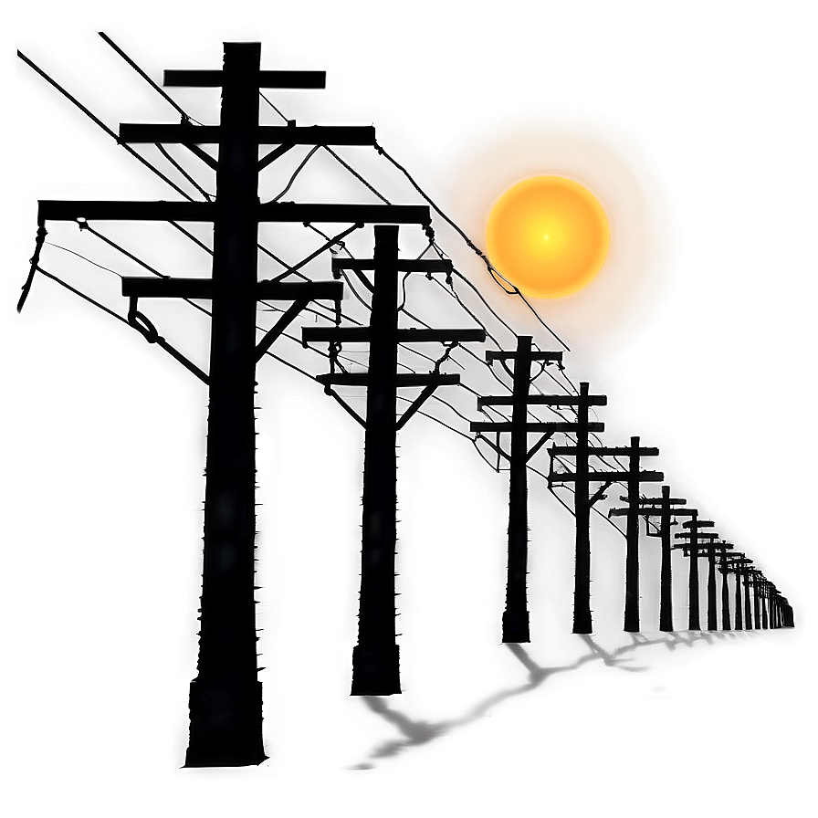 Sunset Behind Power Lines Png Sdg PNG Image