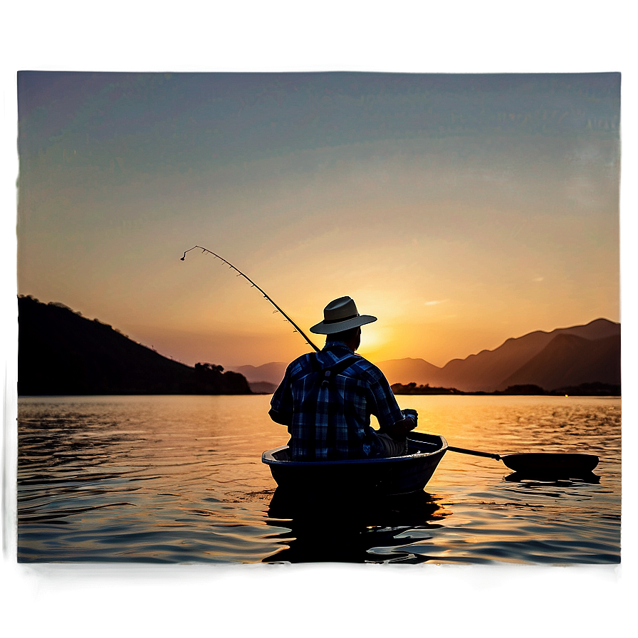 Sunset Gone Fishing Scene Png Xuw PNG Image