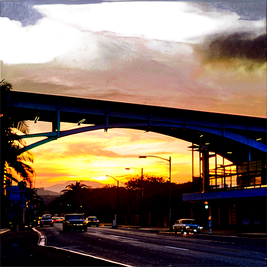 Sunset On City Street Png 90 PNG Image