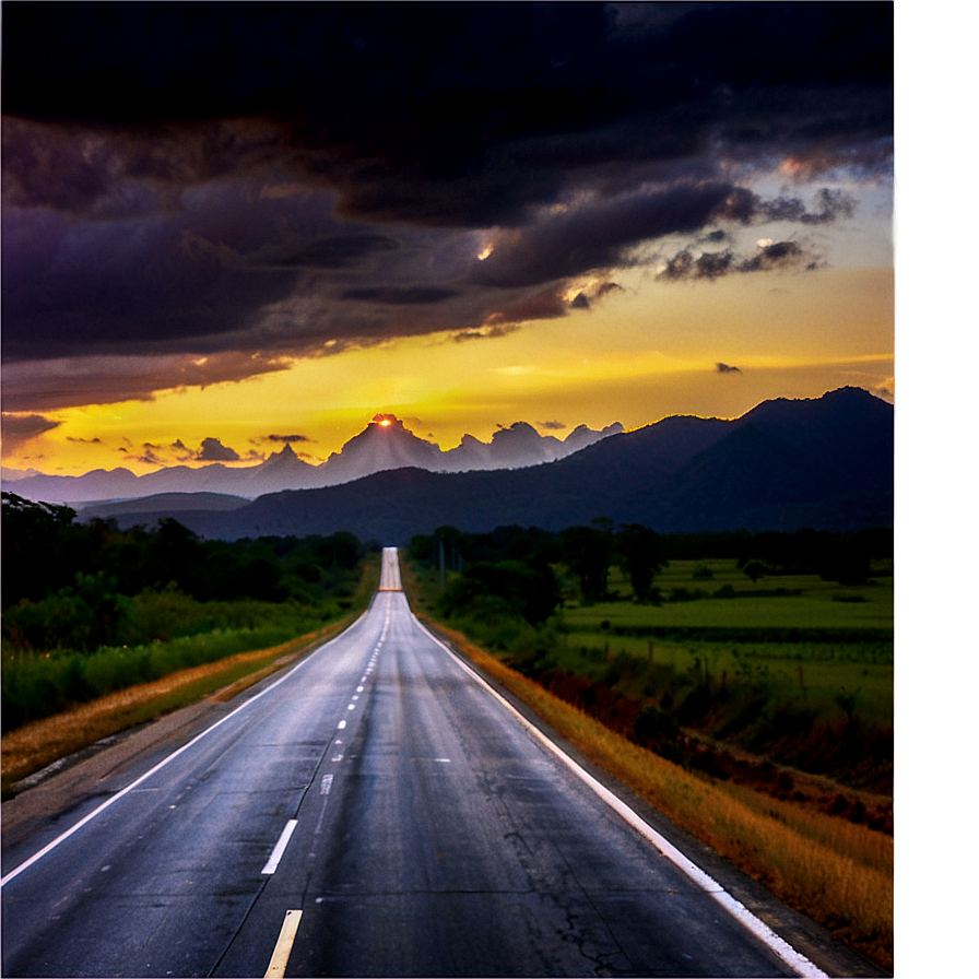 Sunset On The Highway Png Siu PNG Image