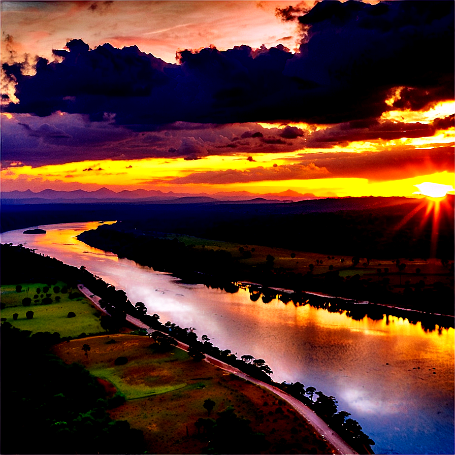 Sunset Over River Png Rnh91 PNG Image