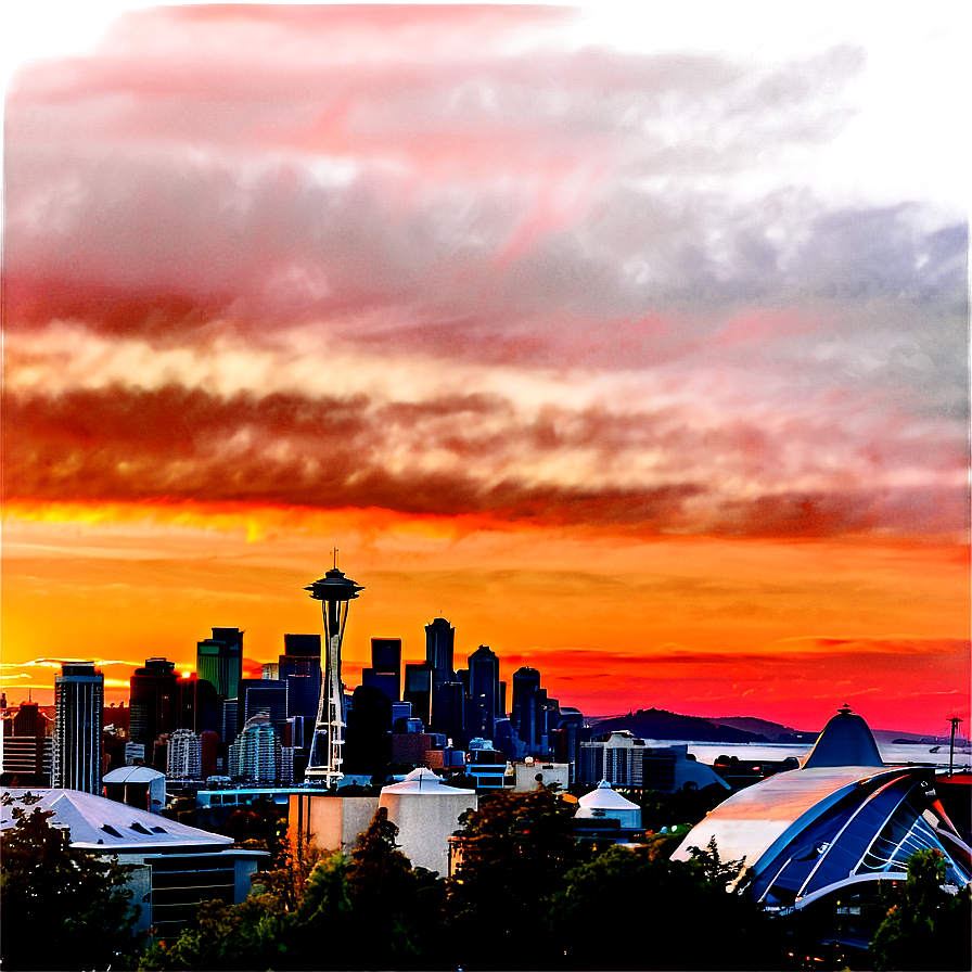 Sunset Over Seattle Skyline Png Krm PNG Image