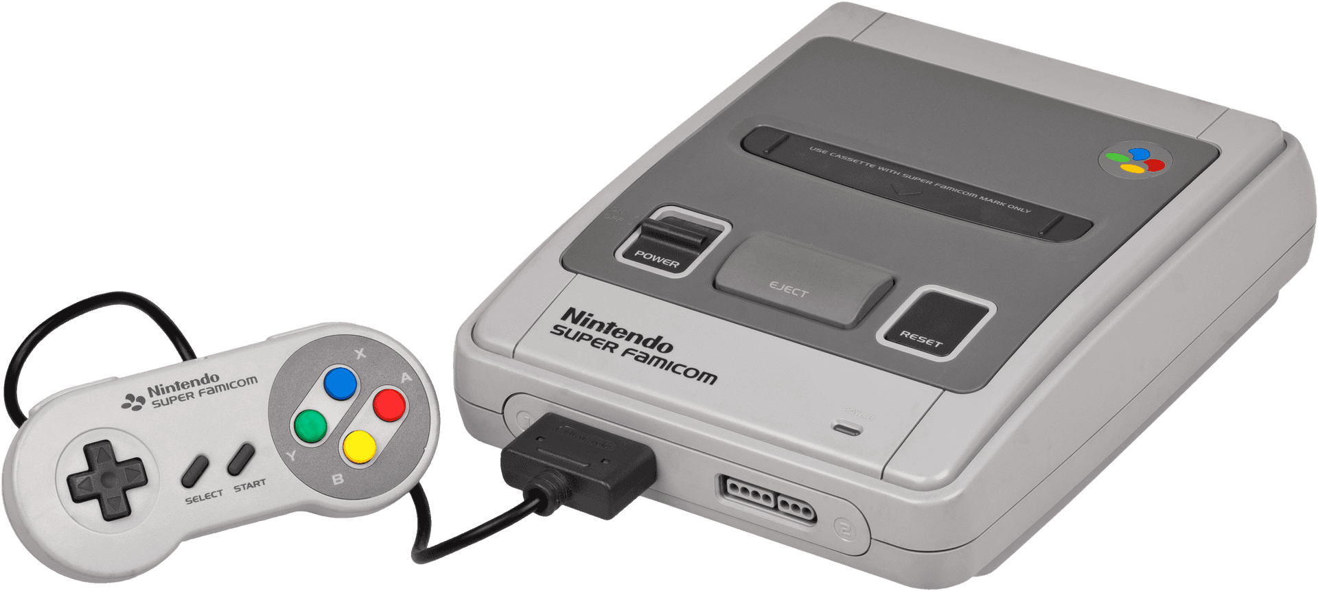 Super Famicom Consoleand Controller PNG Image