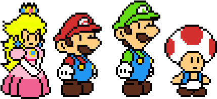 Super_ Mario_ Characters_ Pixel_ Art.png PNG Image