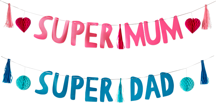 Super Mumand Super Dad Banners PNG Image