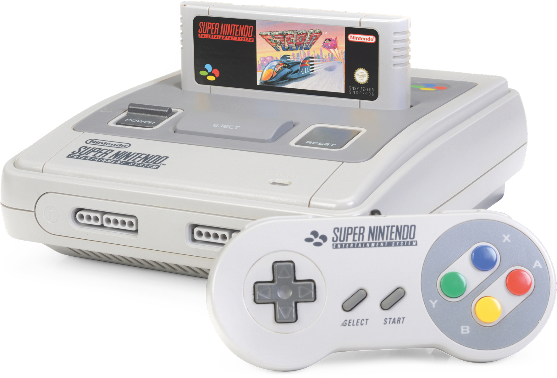 Super Nintendo Entertainment Systemwith Controllerand Game PNG Image