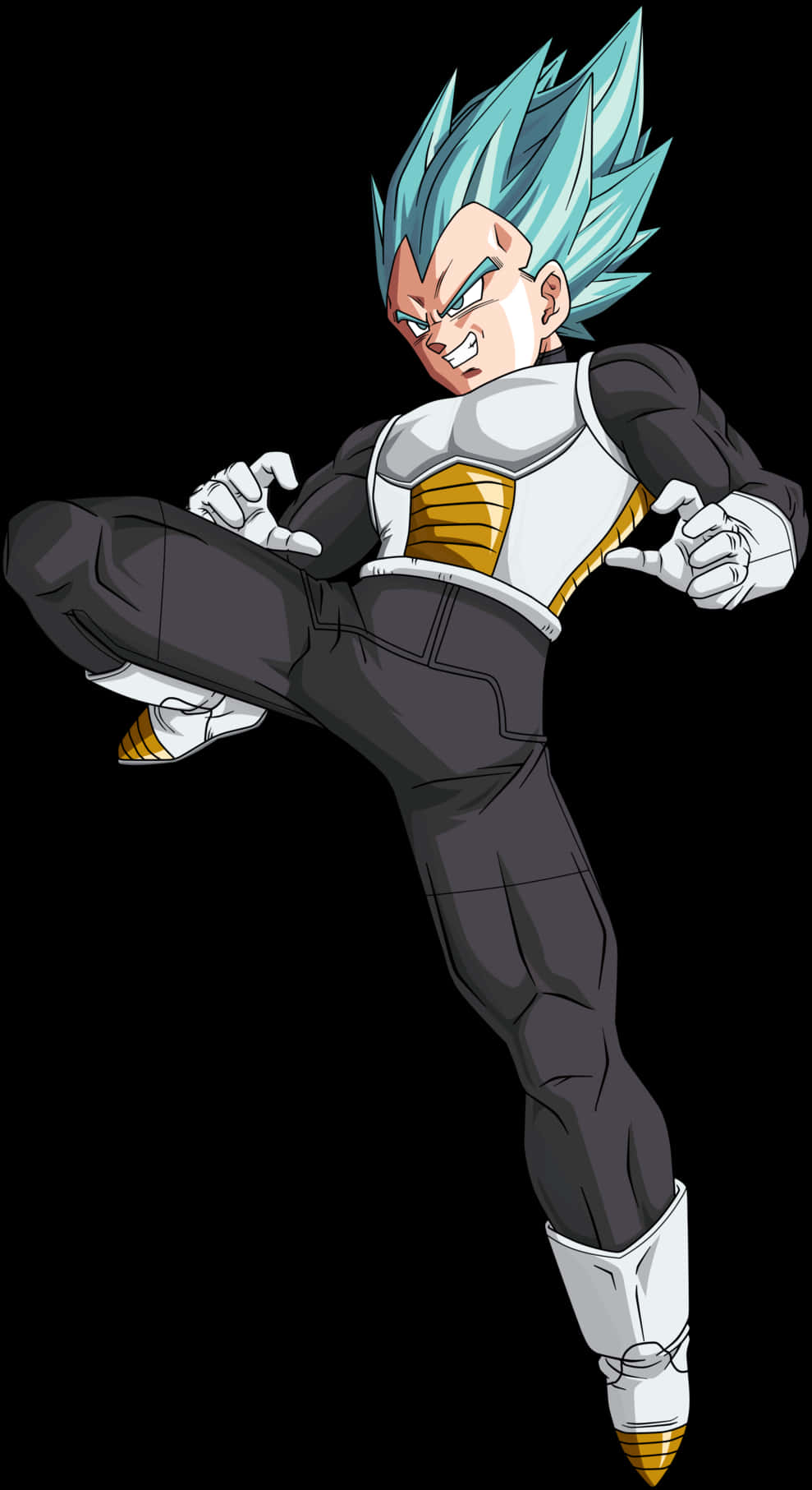 Super_ Saiyan_ Blue_ Vegeta_ Action_ Pose PNG Image