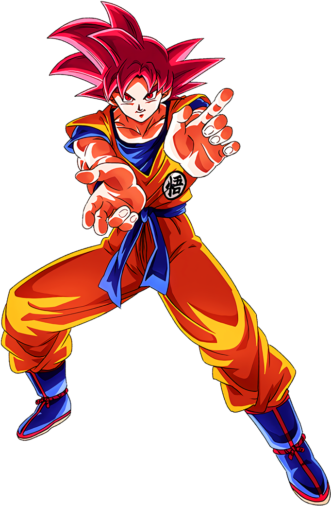 Super Saiyan God Goku Pose PNG Image